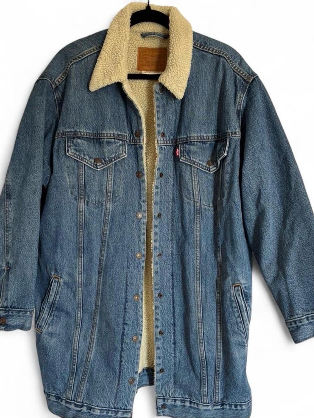 Levi's Premium Lengthened Sherpa Lined Denim Trucker Jacket
